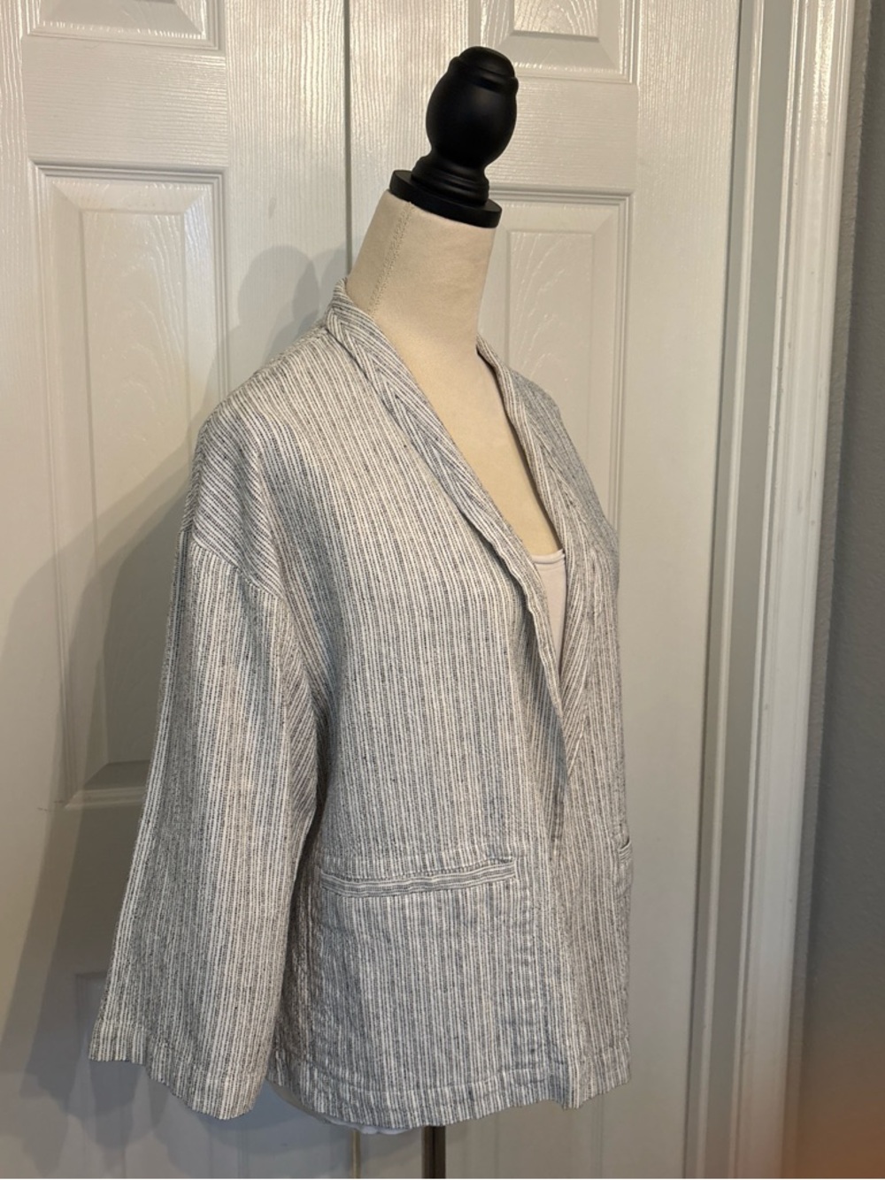 Eileen Fisher Pinstripe Open-Front Jacket
